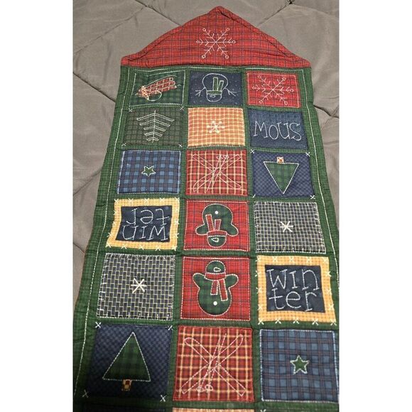 Quilted Holiday Table Runner - 35" snowman snowflake - Picture 4 of 6